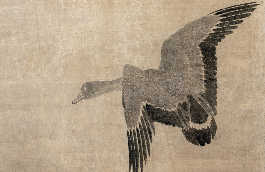 Maruyama Ōkyo, Geese Over a Beach, 18th century (Japan), ink on paper, 176.7 x 372 cm (Gift of Charles Lang Freer, F1898.143, National Museum of Asian Art, Smithsonian Institution, Freer Collection, Washington, D.C.)